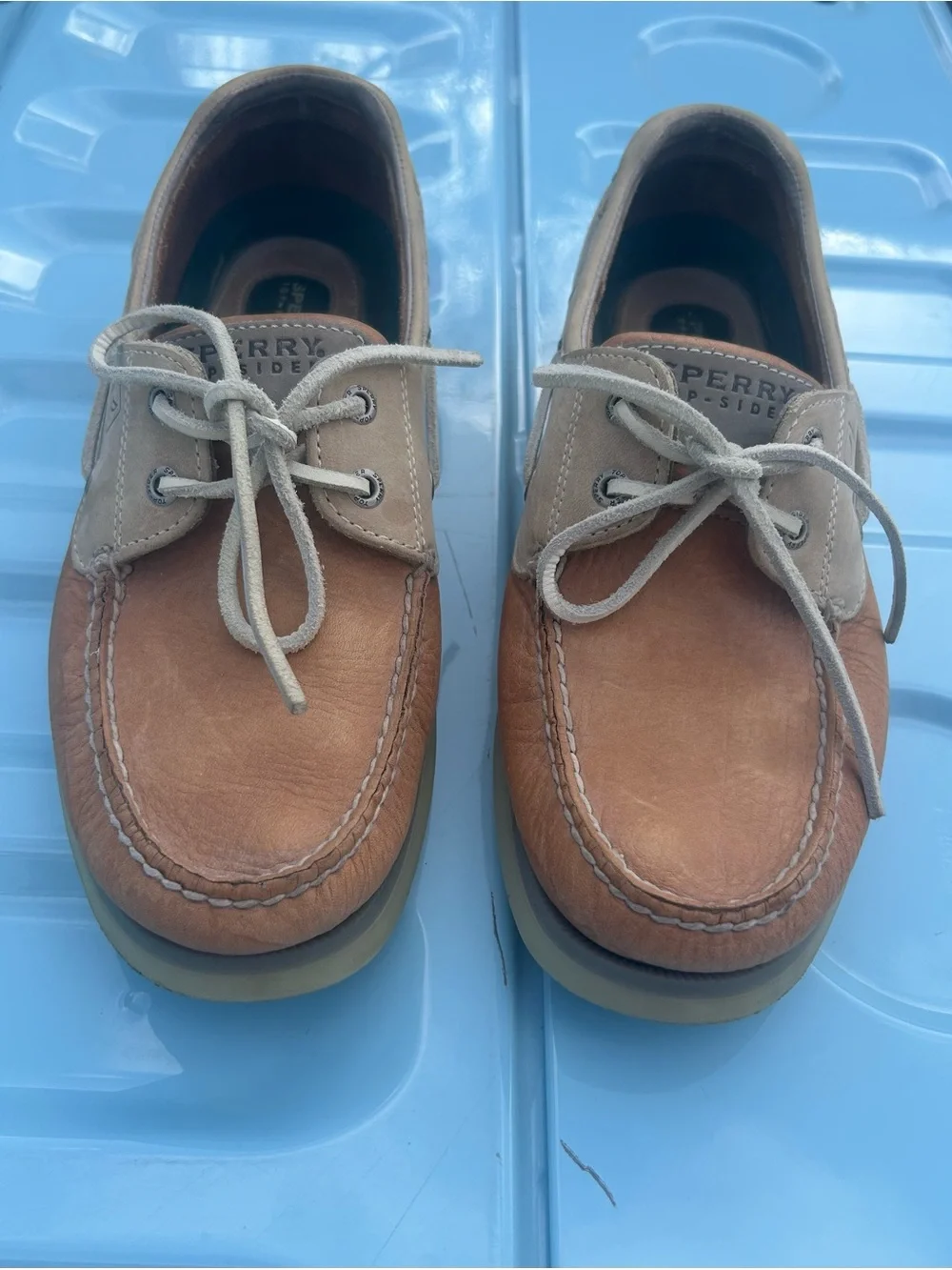 Sperry Two-Tone Brown and Tan Leather Boat Shoes